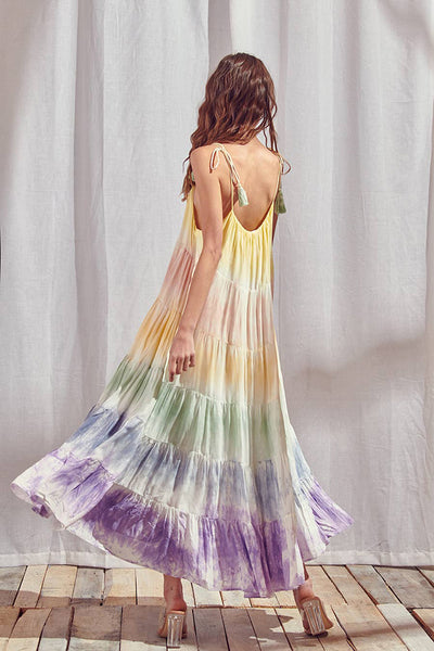 Storia Rainbow Tie-dye Color Block Maxi ...